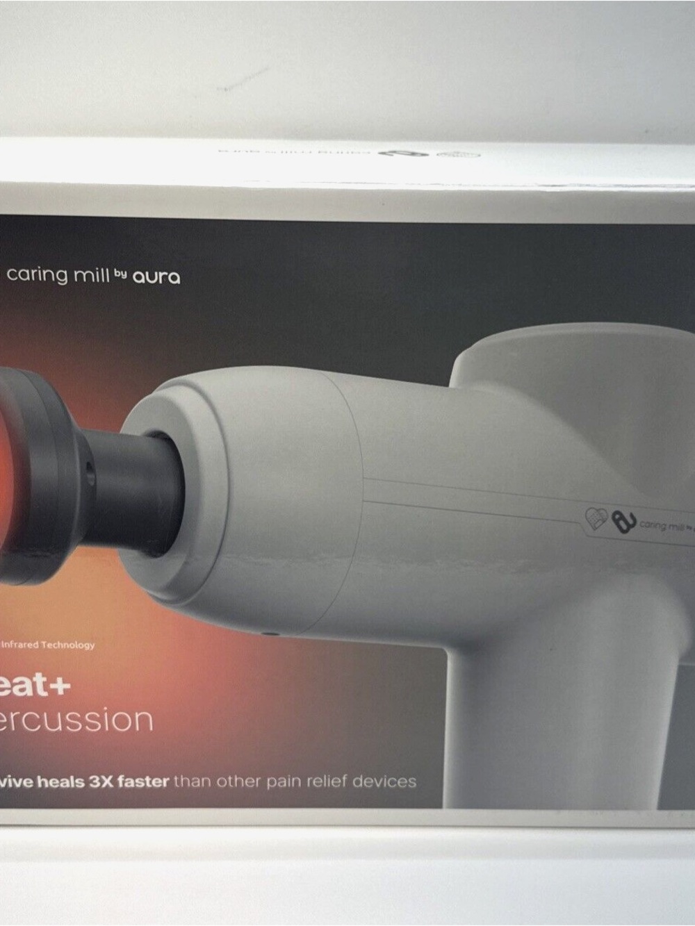 Aura Percussion Massager in Light Gray with Black Head
